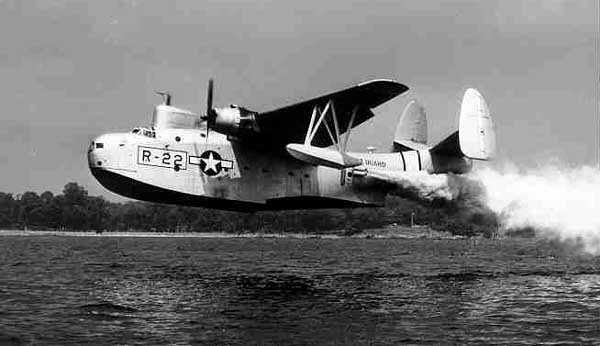 A Coast Guard PBM-5G jet assisted take-off using JATO rockets. This image shows a sister aircraft to #84738, which flew the Swatow mission. A Coast Guard PBM-5G jet assisted take-off using JATO rockets. This image shows a sister aircraft to #84738, which flew the Swatow mission.